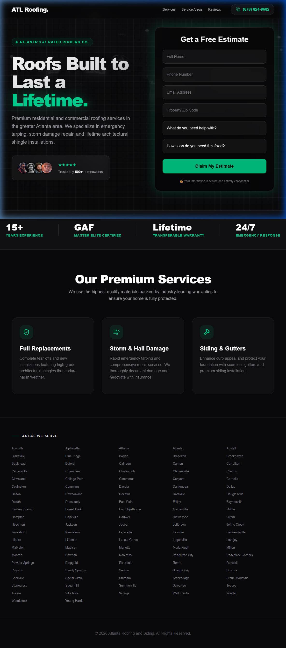 High-converting contractor landing page